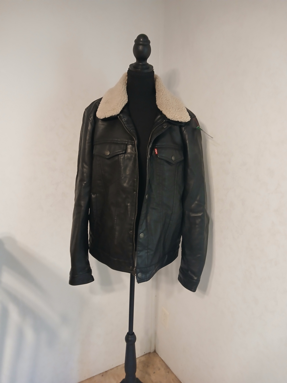 Levi's Black Bomber Jacket with Cream Sherpa Collar